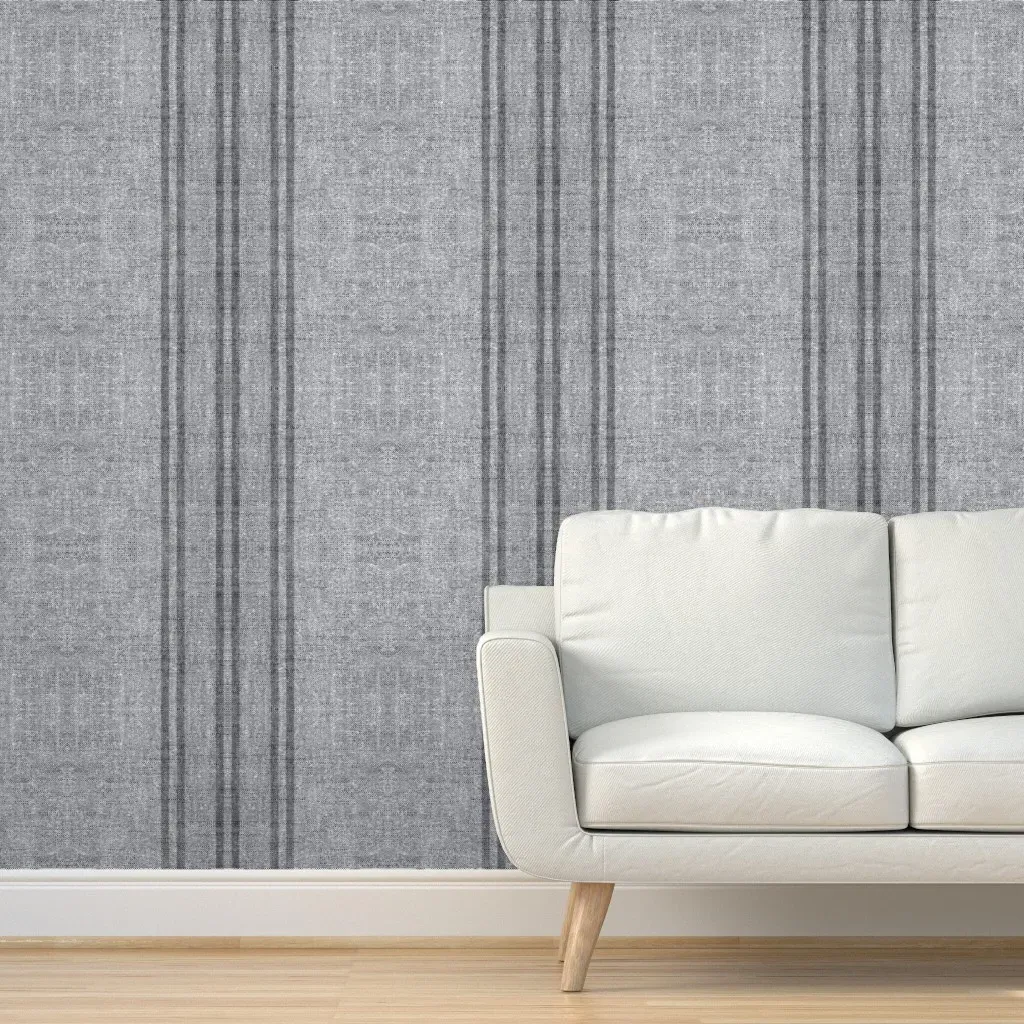 Aegean Linen Stripe Peel and Stick Wallpaper - Grey product
