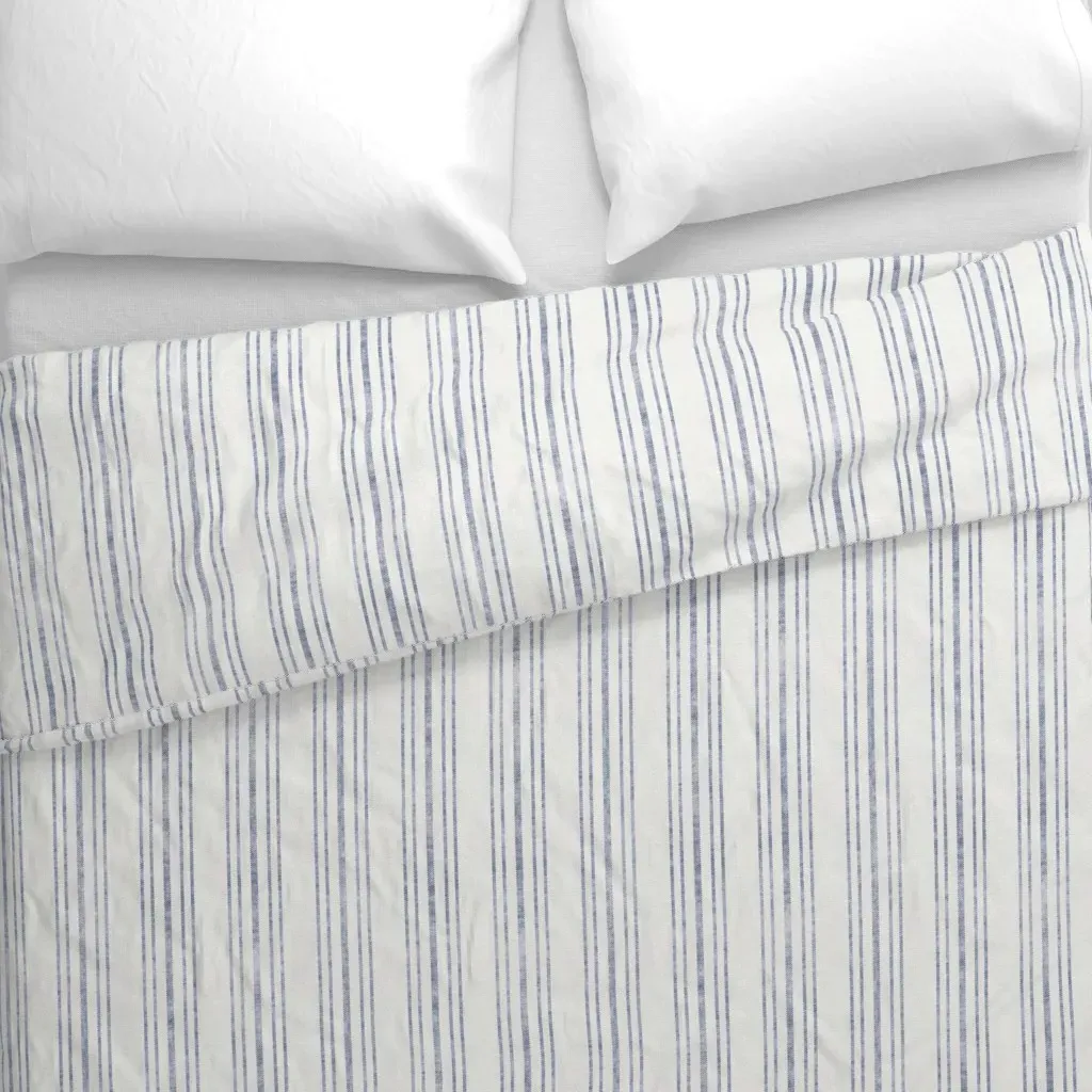 Aegean Multi Simple Ticking Duvet Cover - Off-White alternate view