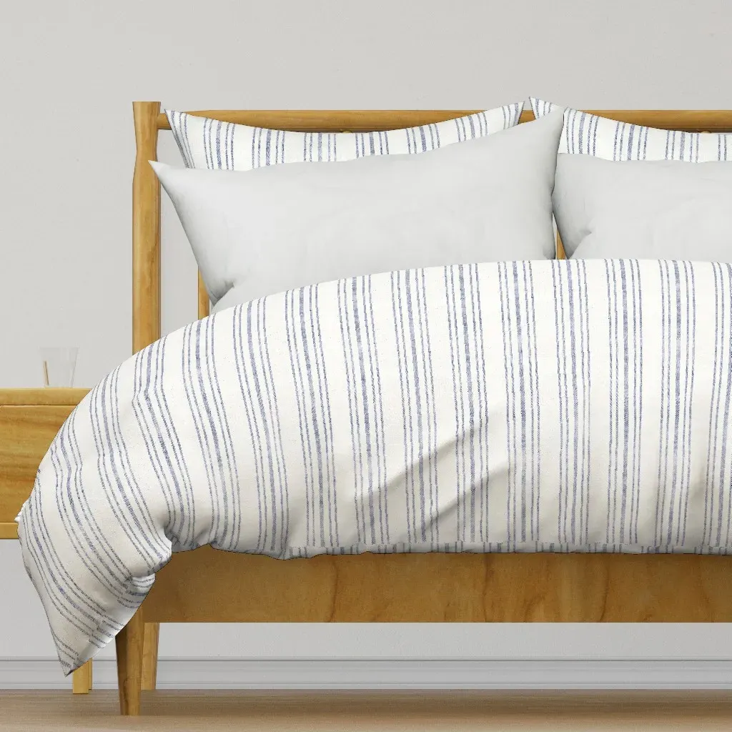 Aegean Multi Simple Ticking Duvet Cover - Off-White product