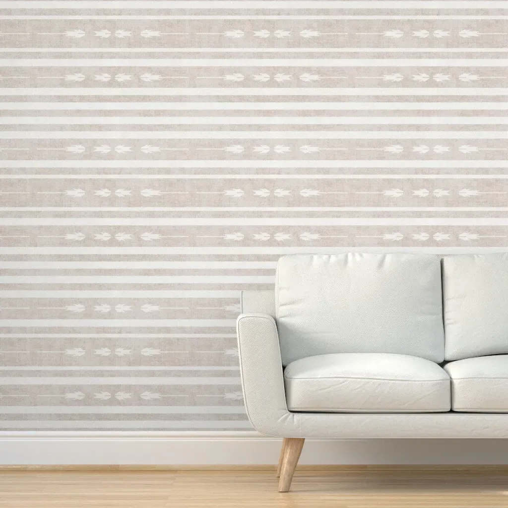 Aegean Stripe Geo Jute Peel and Stick Wallpaper - Beige product