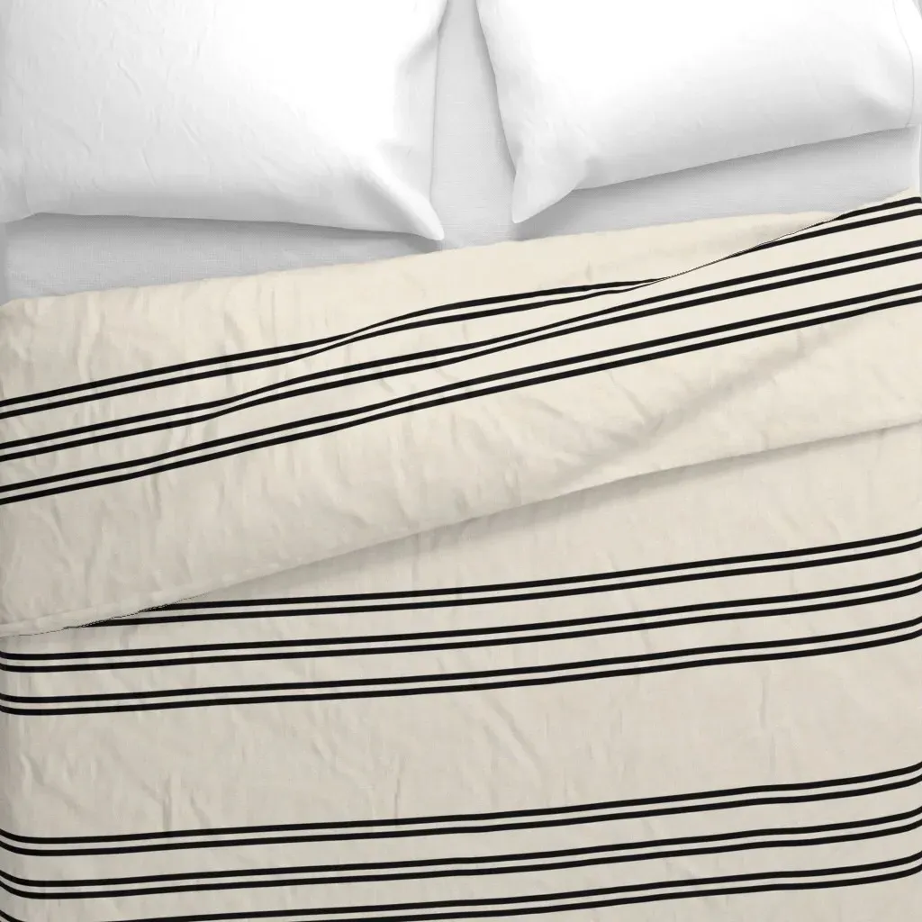 Aegean Stripe Horizontal Duvet Cover - Black alternate view