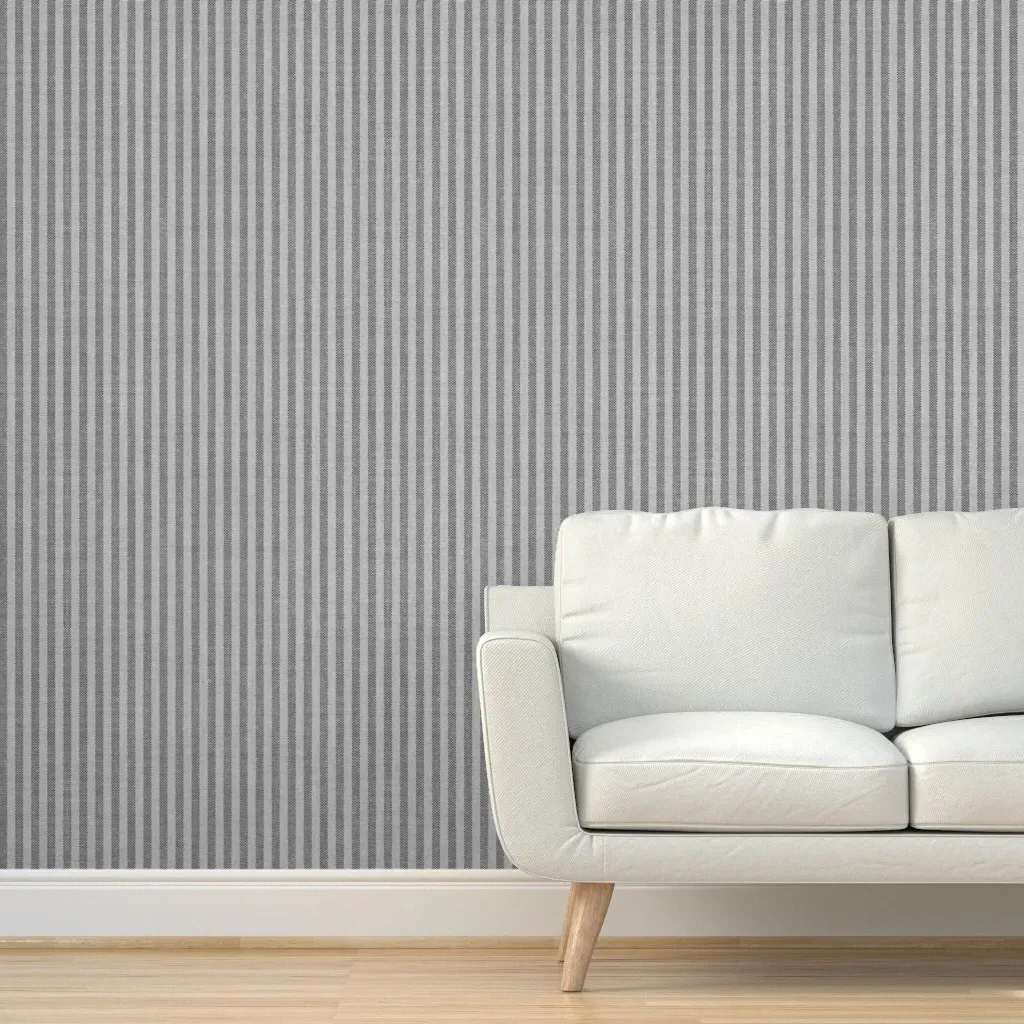 Aegean Ticking Gris Peel and Stick Wallpaper - Light Gray product