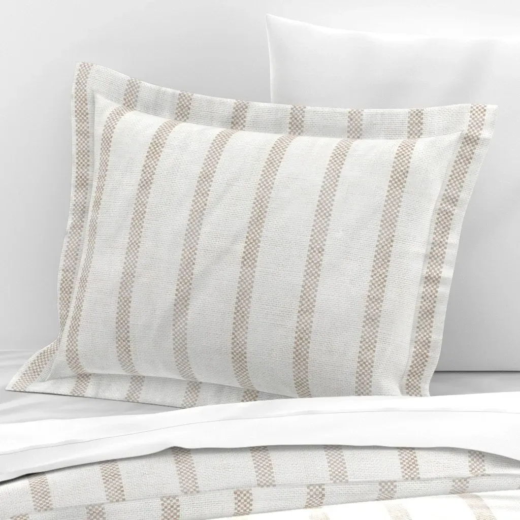 Aegean Ticking Jute Standard Flanged Cushion Cover - Off-White, Cotton Sateen product