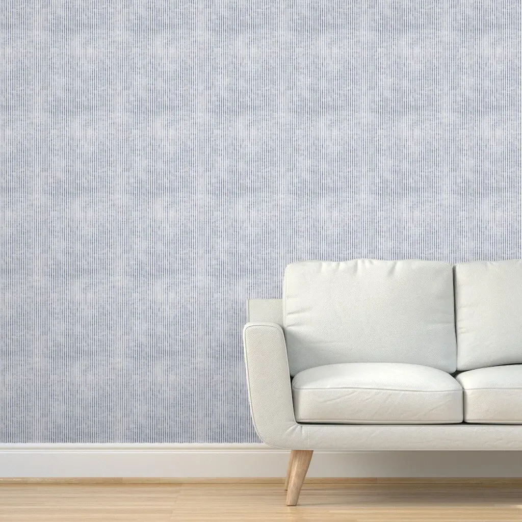 Aegean Ticking Stripe Peel and Stick Wallpaper - Gray, Blue product