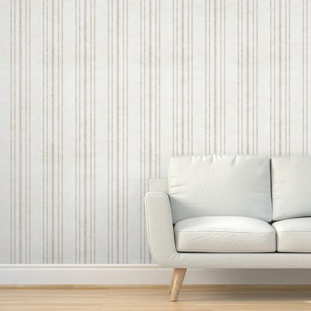 Aegean Ticking Stripe Peel and Stick Wallpaper - Off-White, Jute product