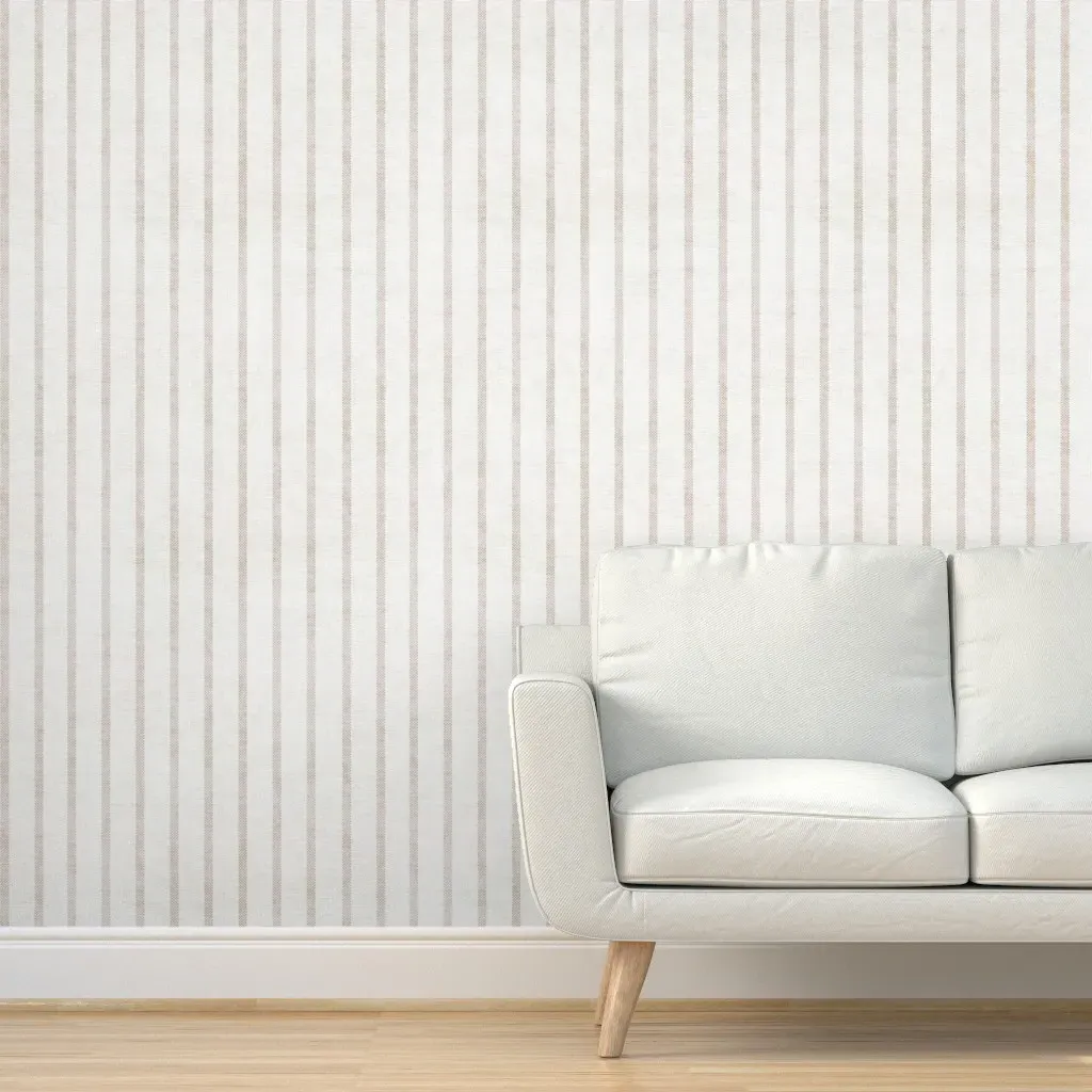 Aegean Wide Spaced Ticking Jute Peel and Stick Wallpaper - Off-White product