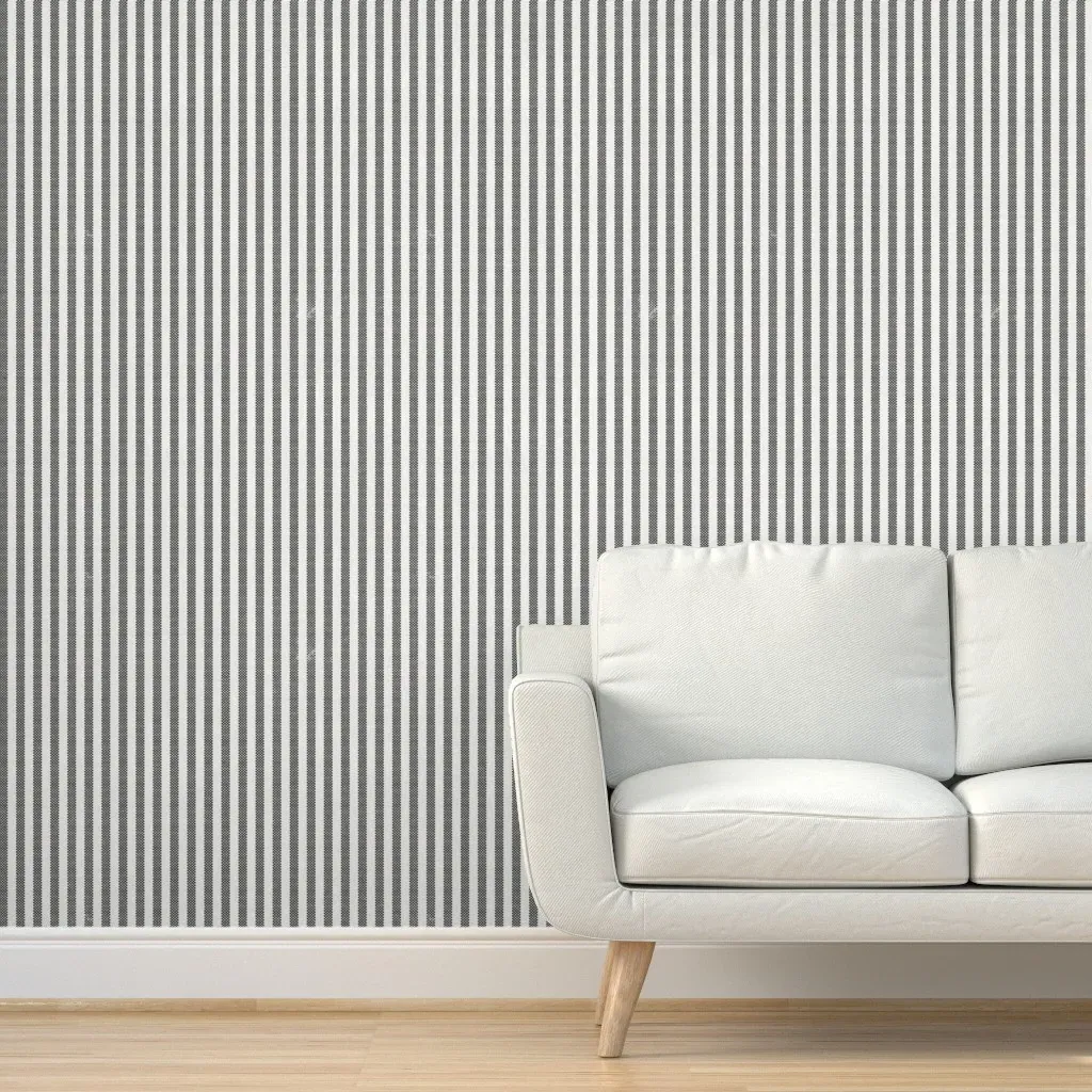 Aegean Wide Ticking Stripe Peel and Stick Wallpaper - Black, White product