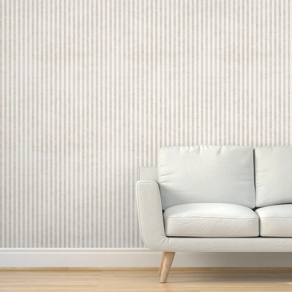 Aegean Wide Ticking Stripe Peel and Stick Wallpaper - Gray, Jute product