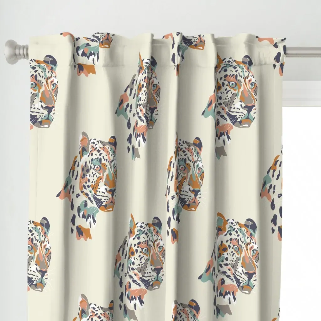 Africa Leopard Curtain Panel - Off-White alternate view