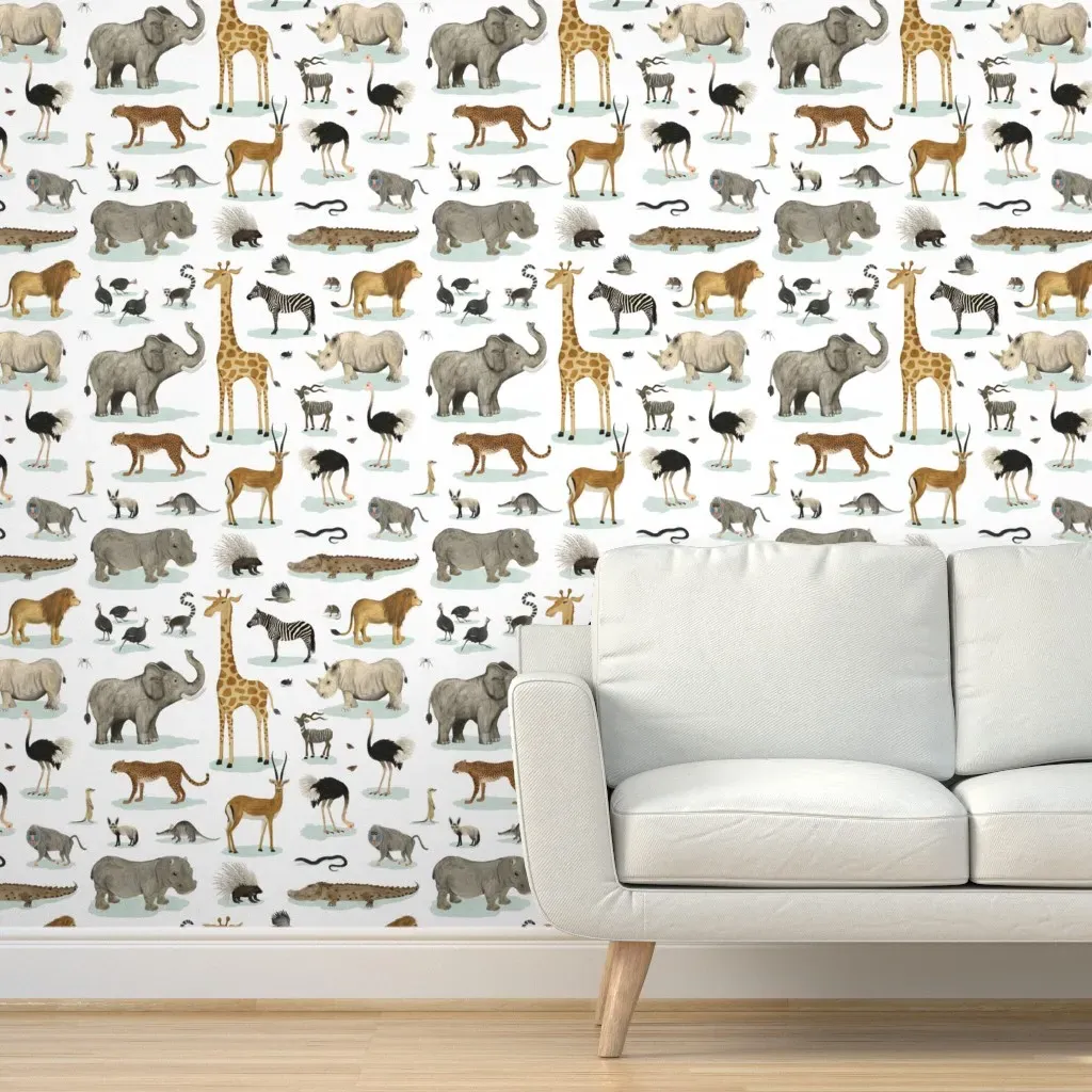 African Animals Peel and Stick Wallpaper - Beige product