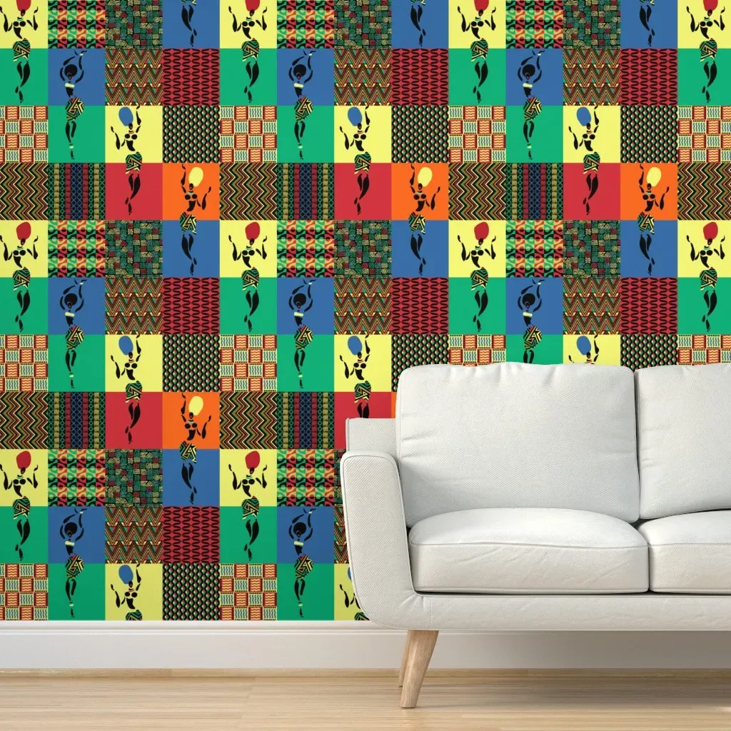 African Art Peel and Stick Wallpaper - Orange product