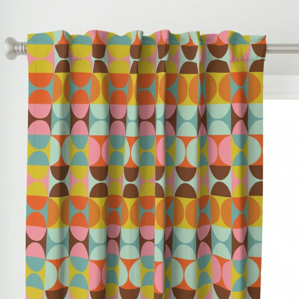 African Bauhaus Geometric Curtain Panel - Mustard Yellow alternate view