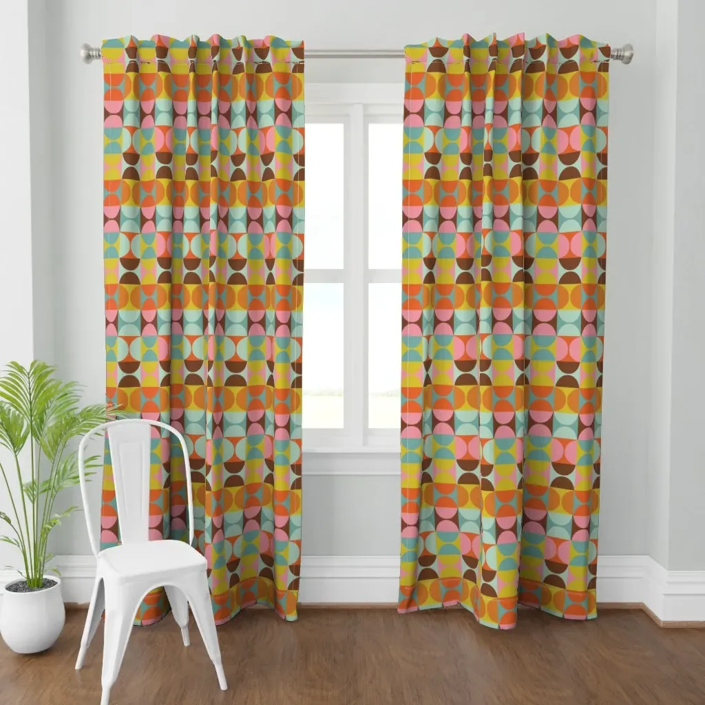 African Bauhaus Geometric Curtain Panel - Mustard Yellow product