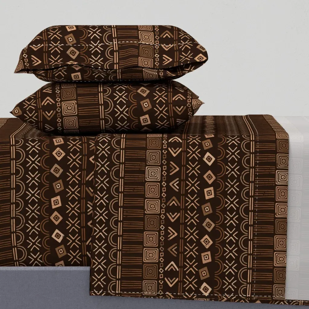 African Geos Queen Sheet Set - Brown product