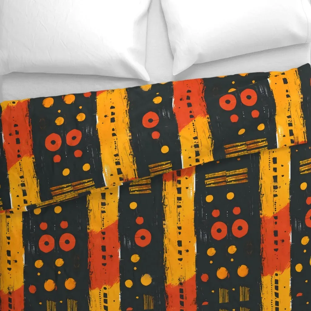 African Mudcloth Large Duvet Cover - Orange alternate view