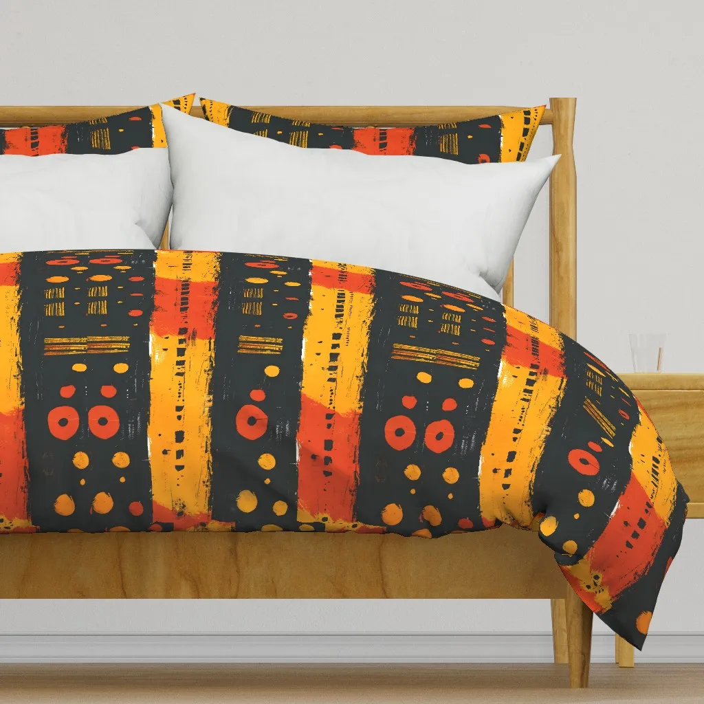African Mudcloth Large Duvet Cover - Orange product