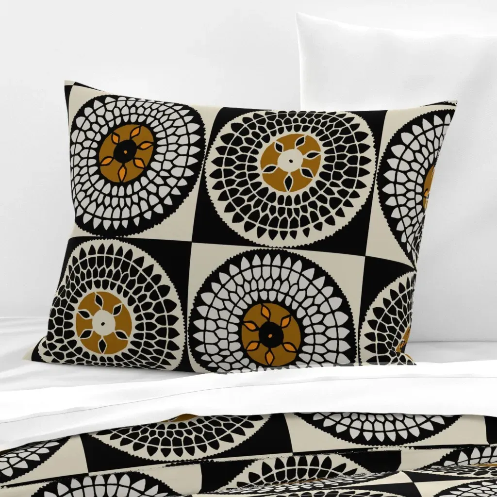 African Sunflower Standard Knife Edge Pillow - Beige, Cotton Sateen product