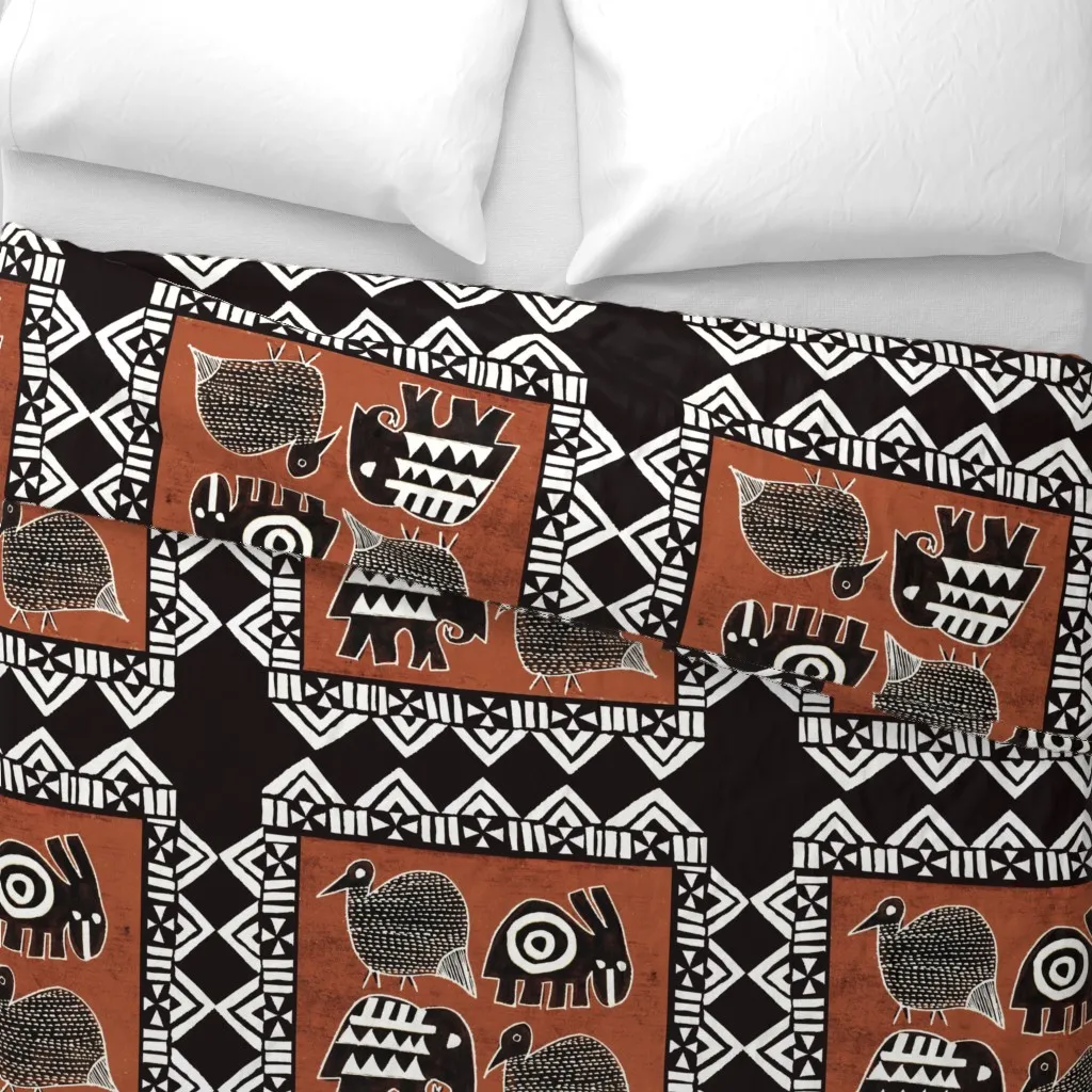 African Tribal Zoo Animals Duvet Cover - White alternate view