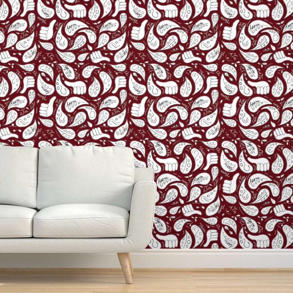 Aggie Paisley Peel and Stick Wallpaper - Maroon product
