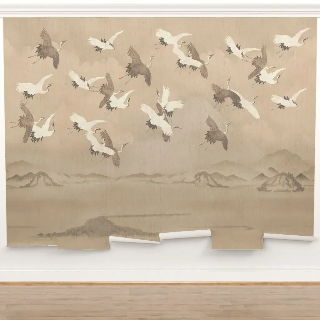 Aiki Japanese Flying Cranes Wall Mural - Peel and Stick product