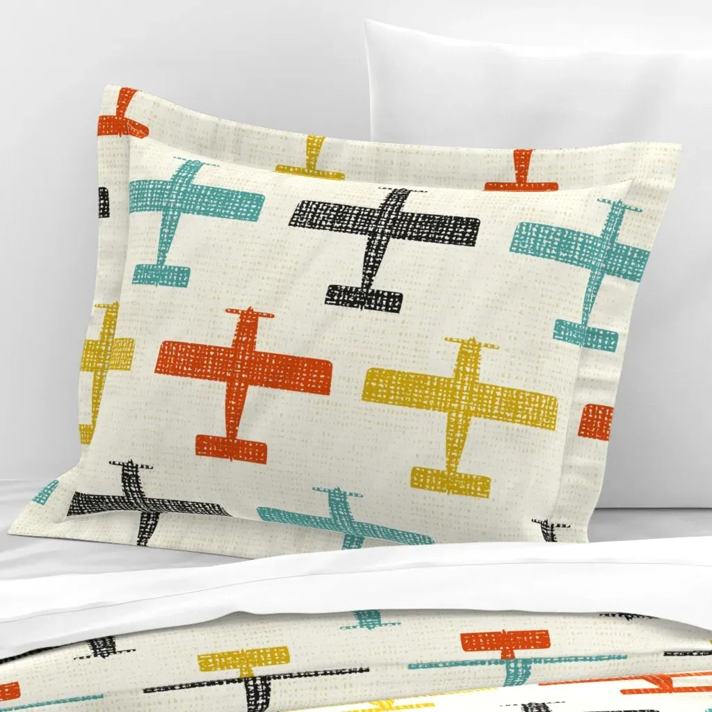 Airplane Formation Standard Flanged Pillowcase - Black, Cotton Sateen product