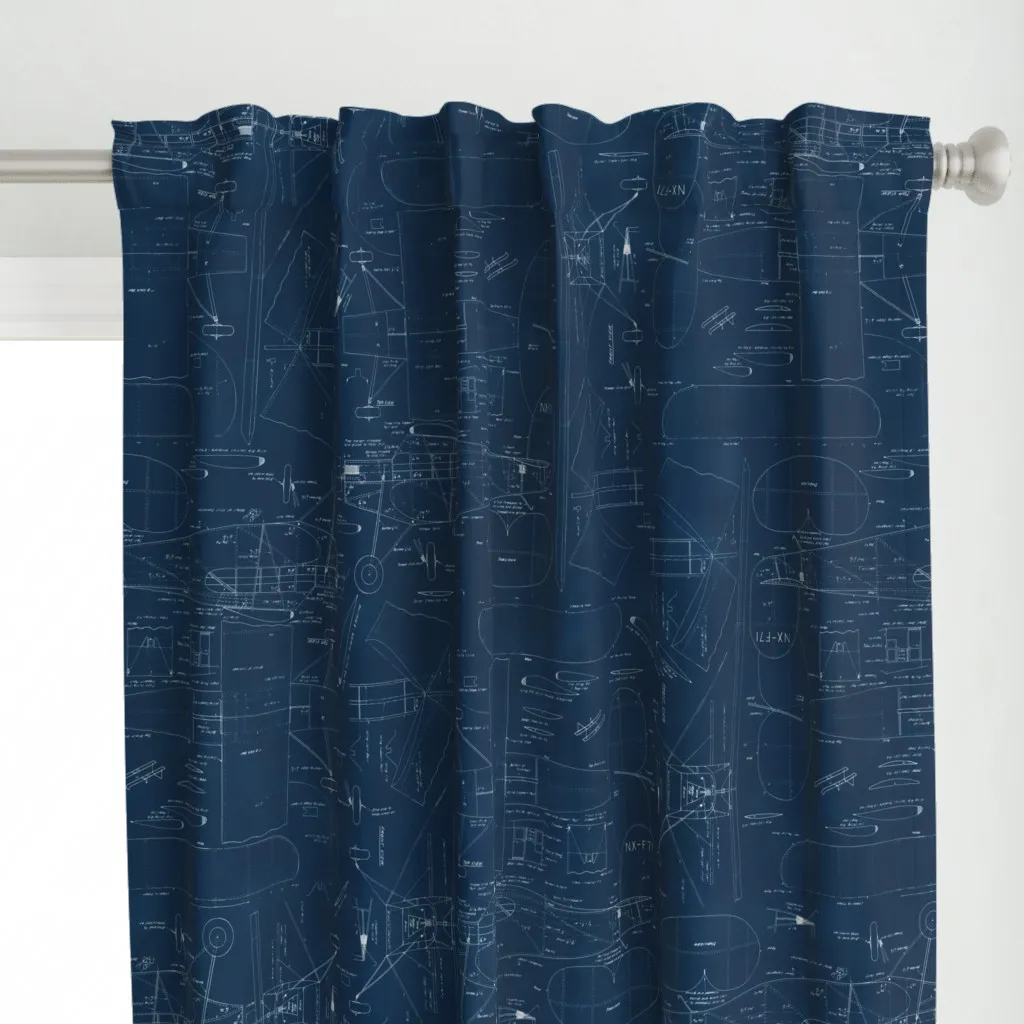 Airplane Plans Curtain Panel - White alternate view