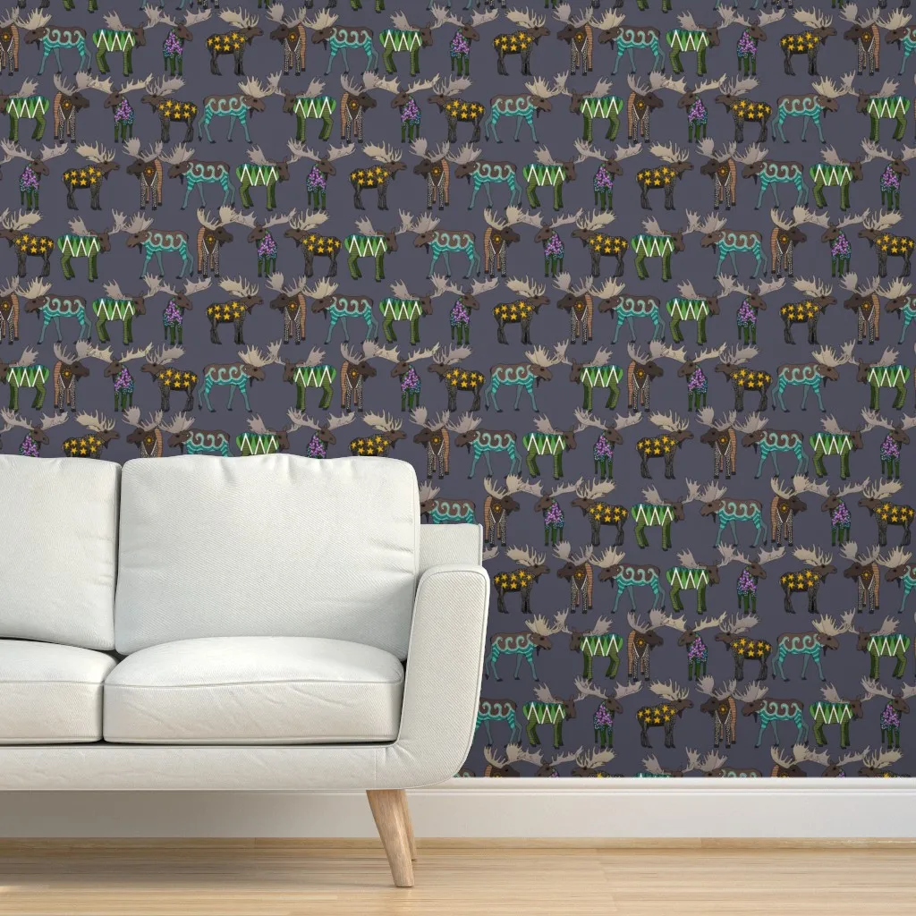 Alaskan Moose Dusk Peel and Stick Wallpaper - Teal product
