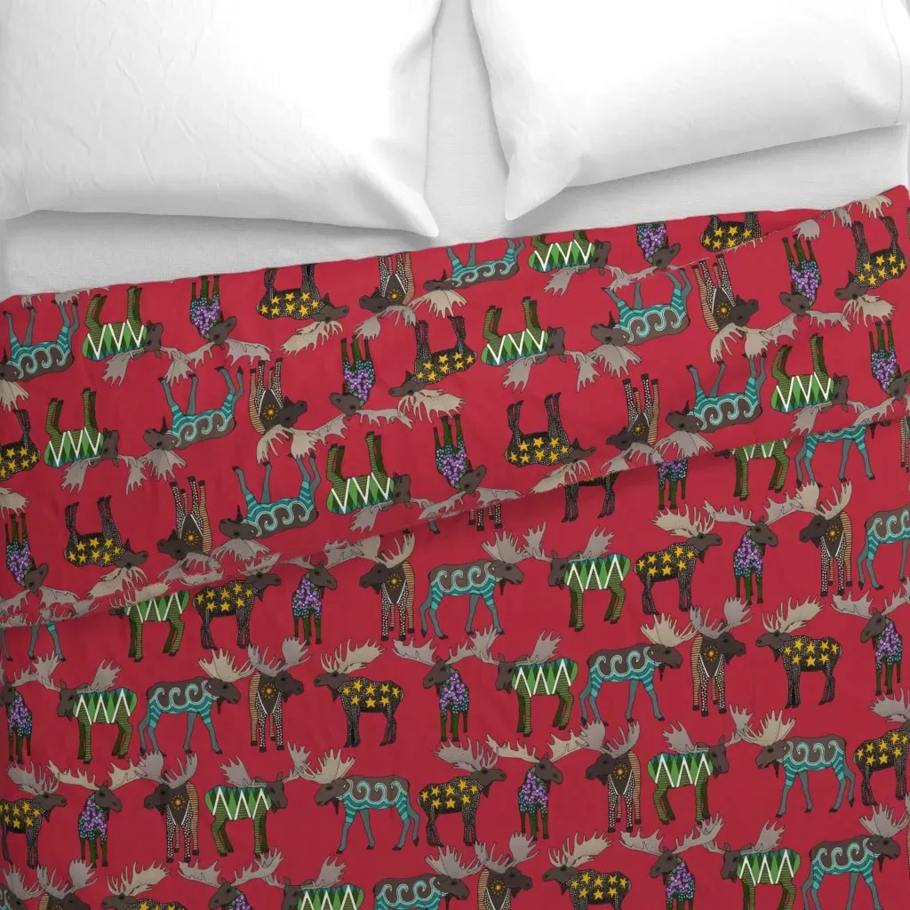 Alaskan Moose Duvet Cover - Red alternate view