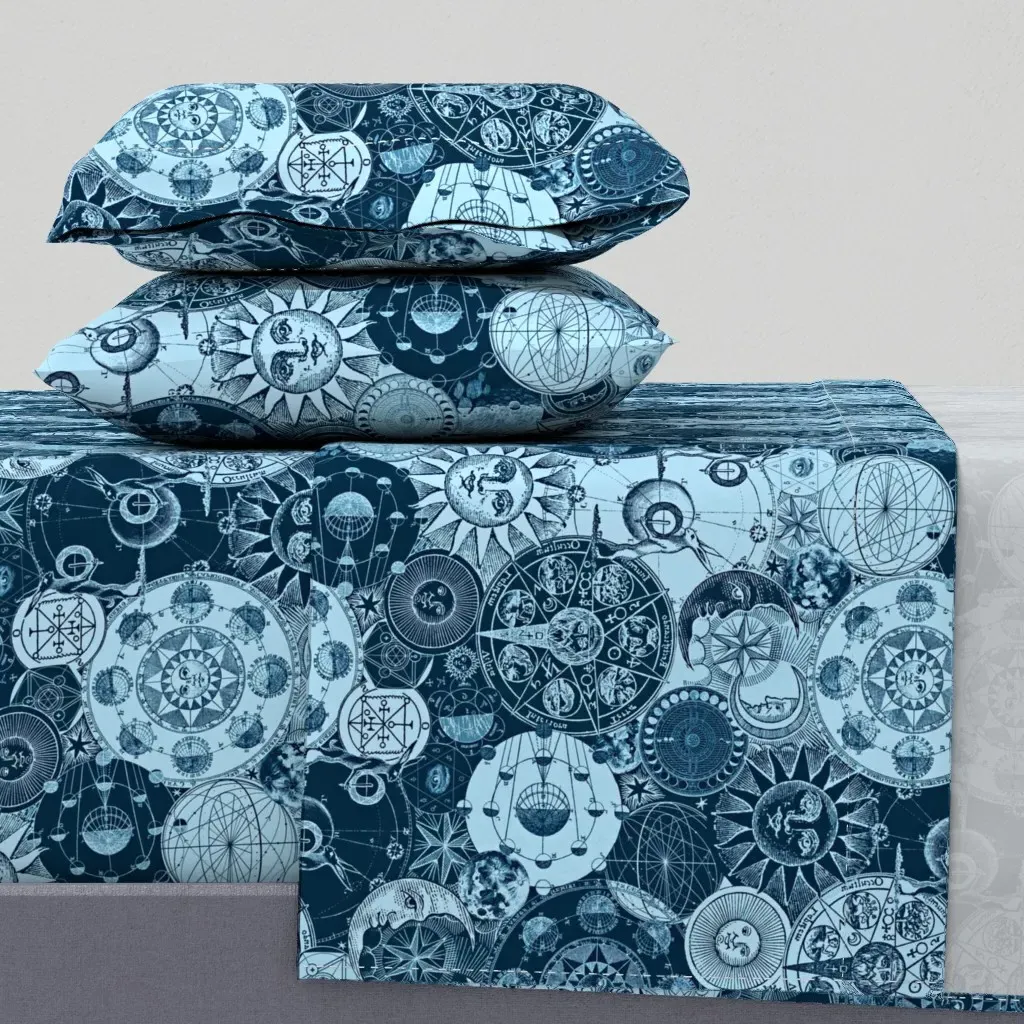 Alchemical Astrology Dreams Twin Sheet Set - Dark Blue product