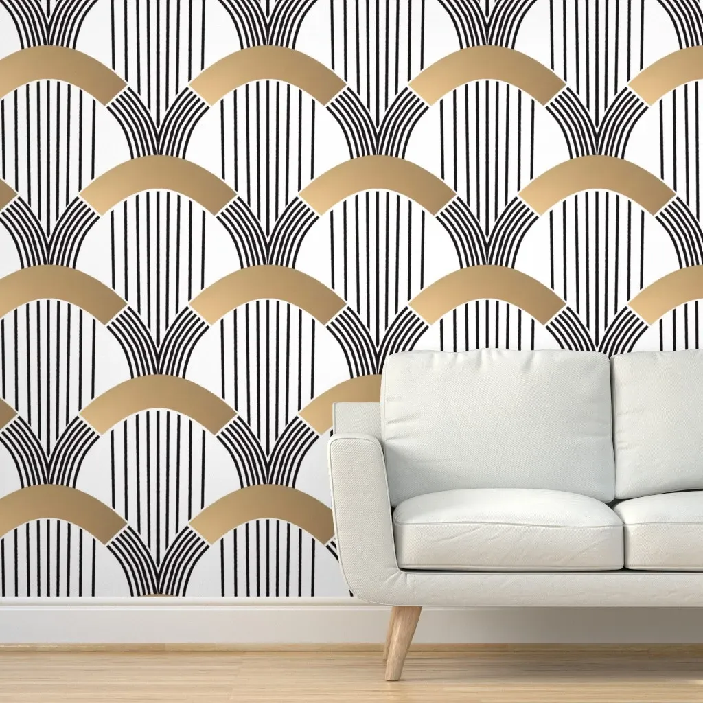 Alexandra Peel and Stick Wallpaper Removable - Black, Gold product