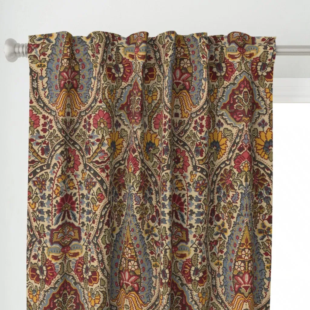 Alfred Paisley Faux Knap Curtain Panel - Burgundy alternate view