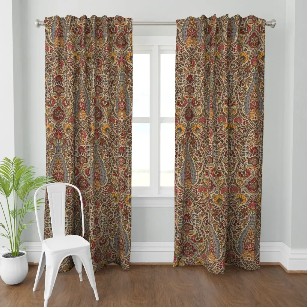 Alfred Paisley Faux Knap Curtain Panel - Burgundy product