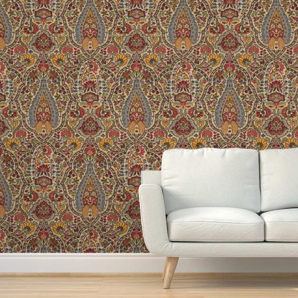 Alfred Paisley Faux Knap Peel and Stick Wallpaper - Burgundy product