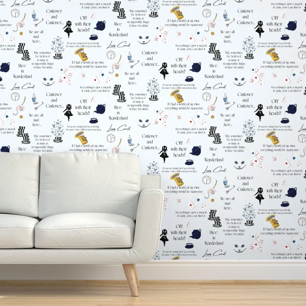 Alice In Wonderland Peel and Stick Wallpaper - Light Blue product