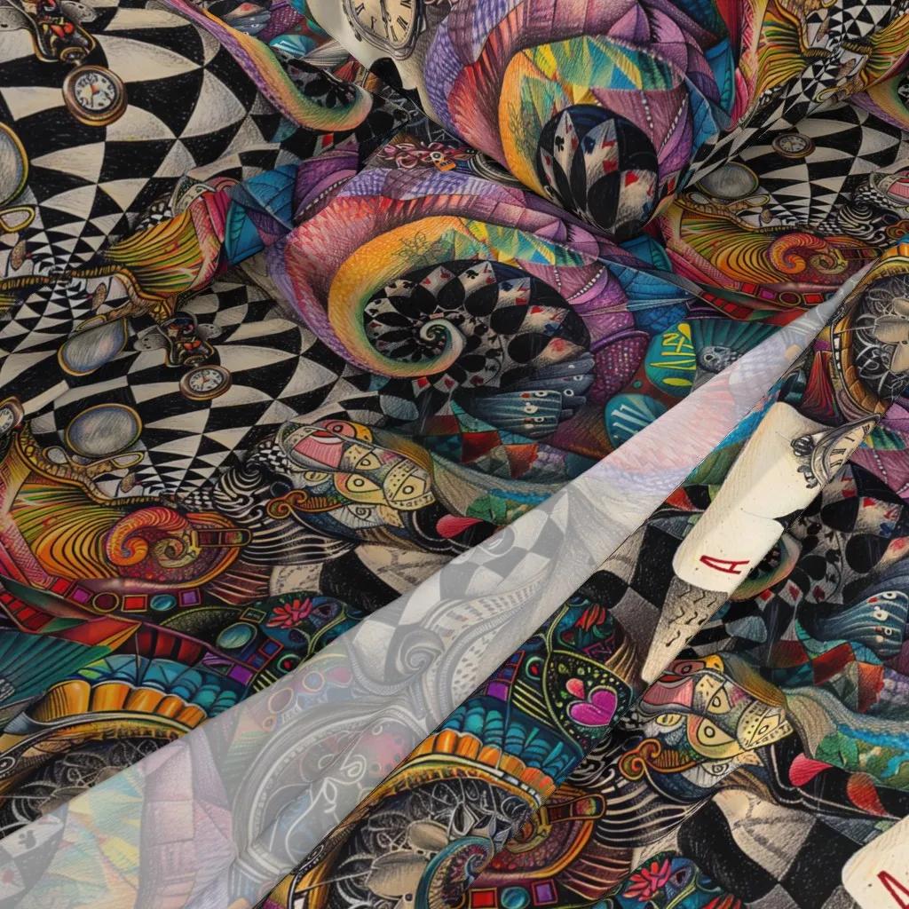 Alice In Wonderland Psychedelic Art Collage Queen Sheet Set - Deep Teal alternate view