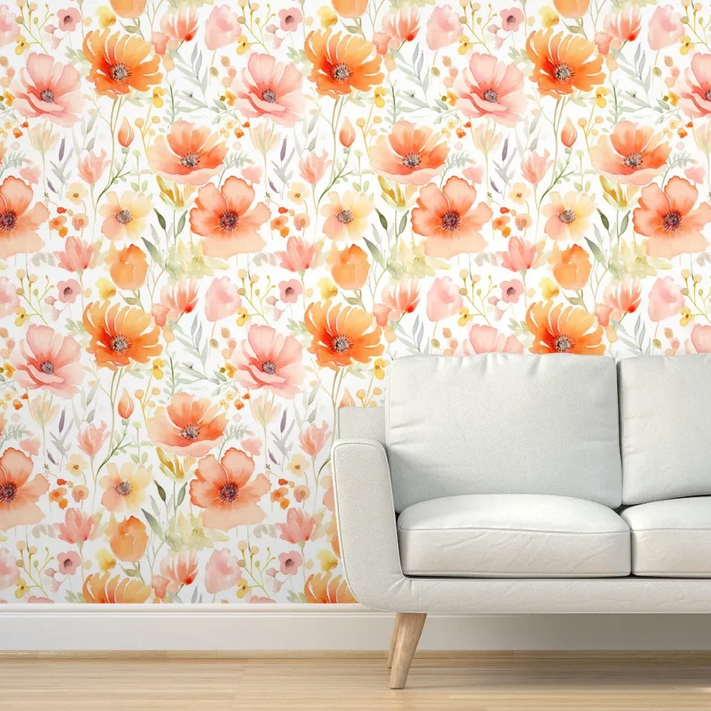 Alicia Peel and Stick Wallpaper Removable - Coral Orange product