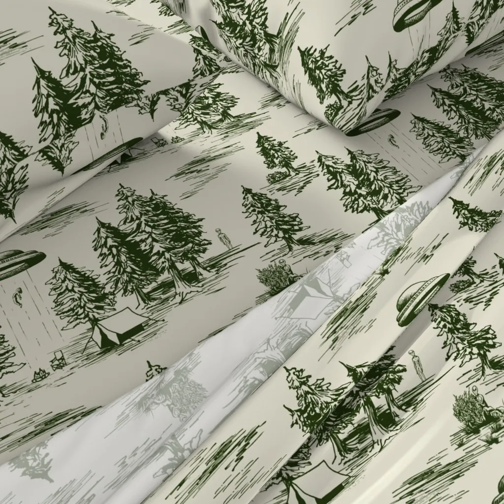 Alien Abduction Queen Sheet Set - Dark Green alternate view