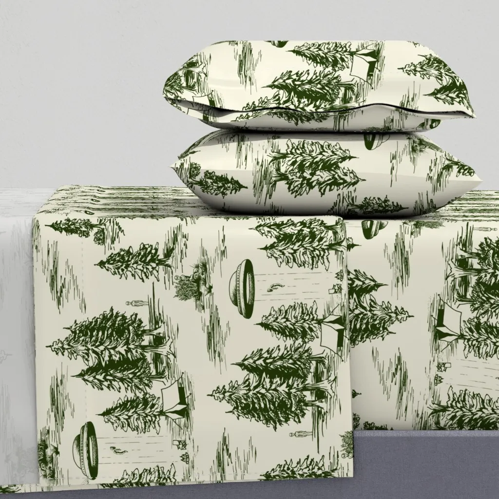 Alien Abduction Queen Sheet Set - Dark Green product