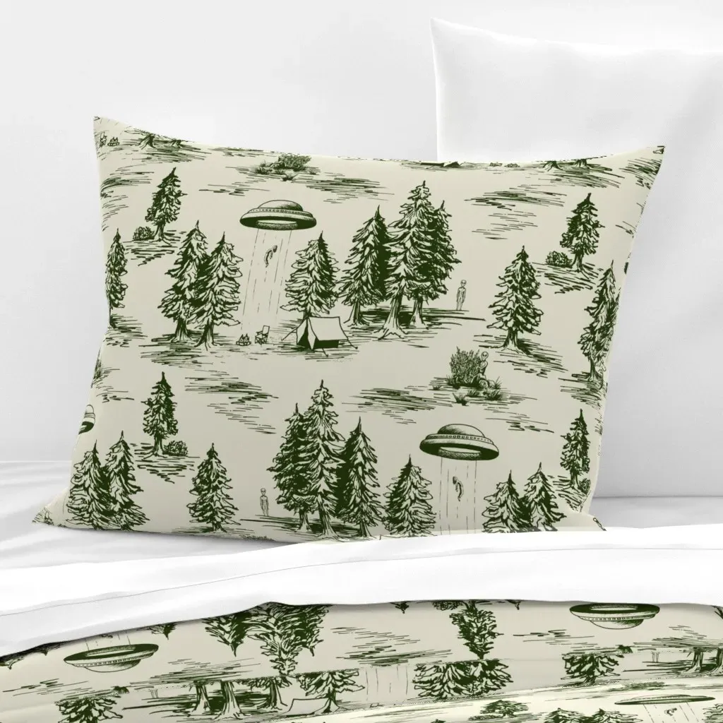 Alien Abduction Standard Knife Edge Cushion Cover - Dark Green, Cotton product