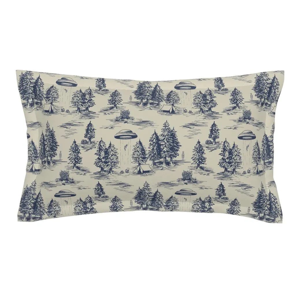 Alien Abduction Toile De Jouy King Pillow Sham - Dark Blue product