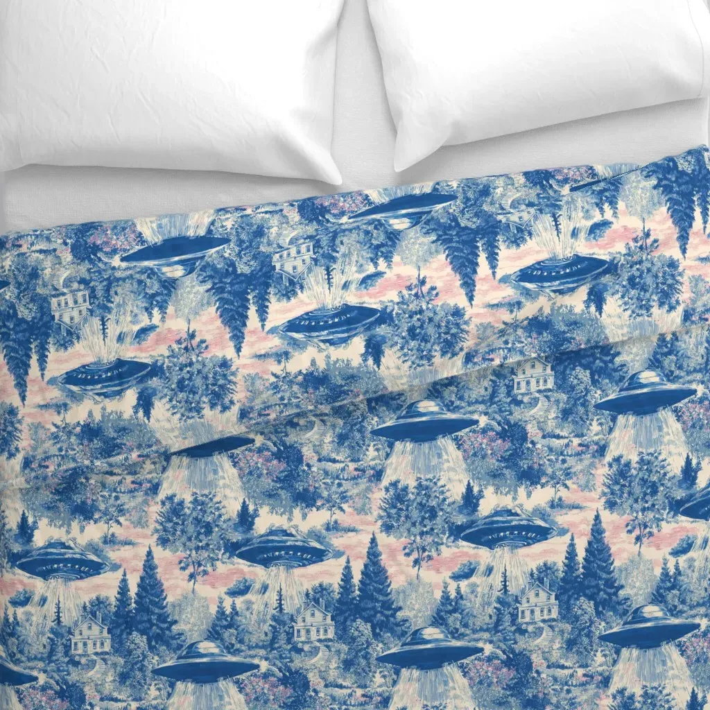 Alien Abduction Toile Duvet Cover - Blue alternate view