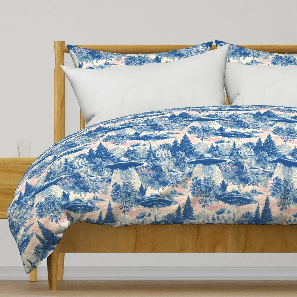 Alien Abduction Toile Duvet Cover - Blue product