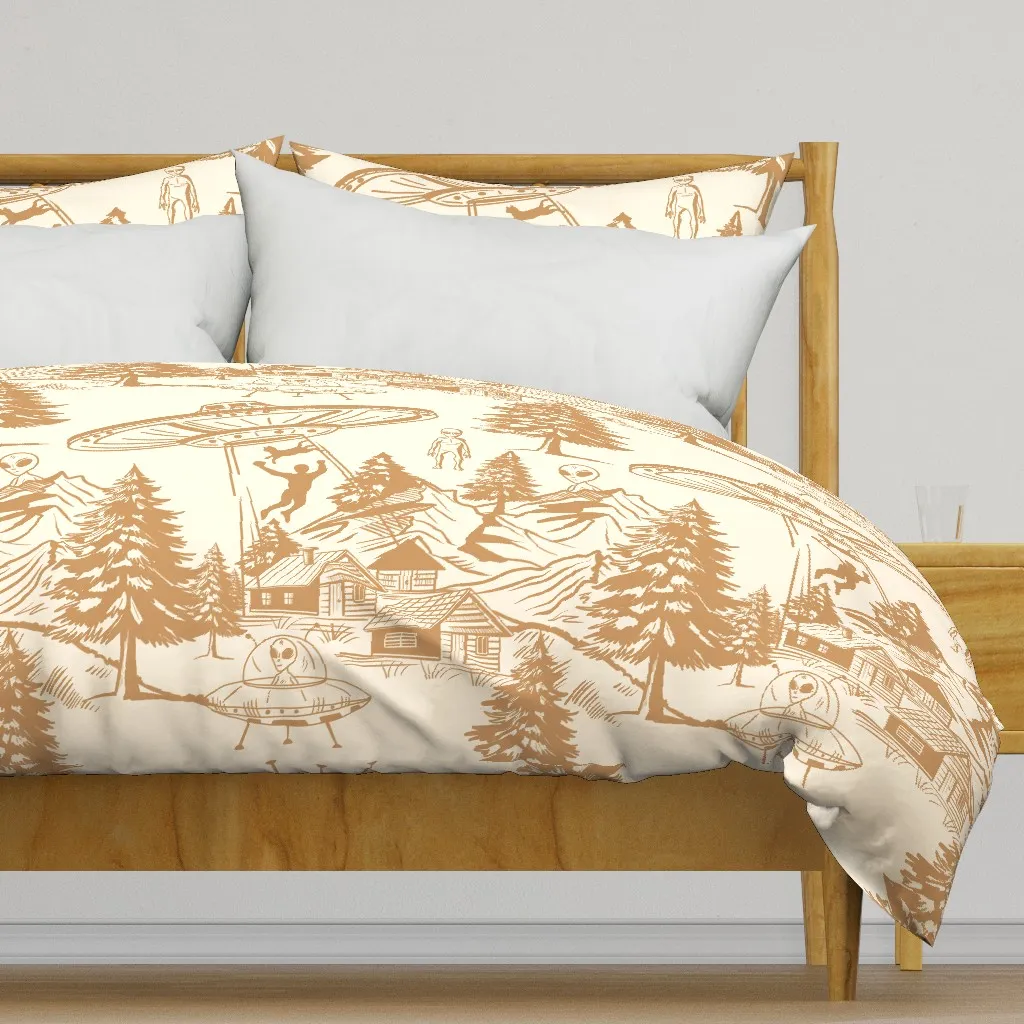 Alien Abduction Toile XL Duvet Cover - Tan product