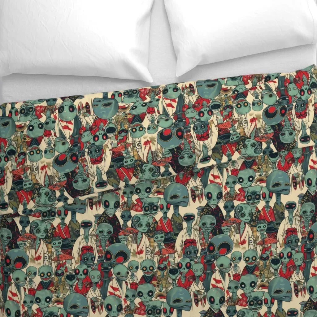Alien Kimono Gathering Duvet Cover - Teal alternate view