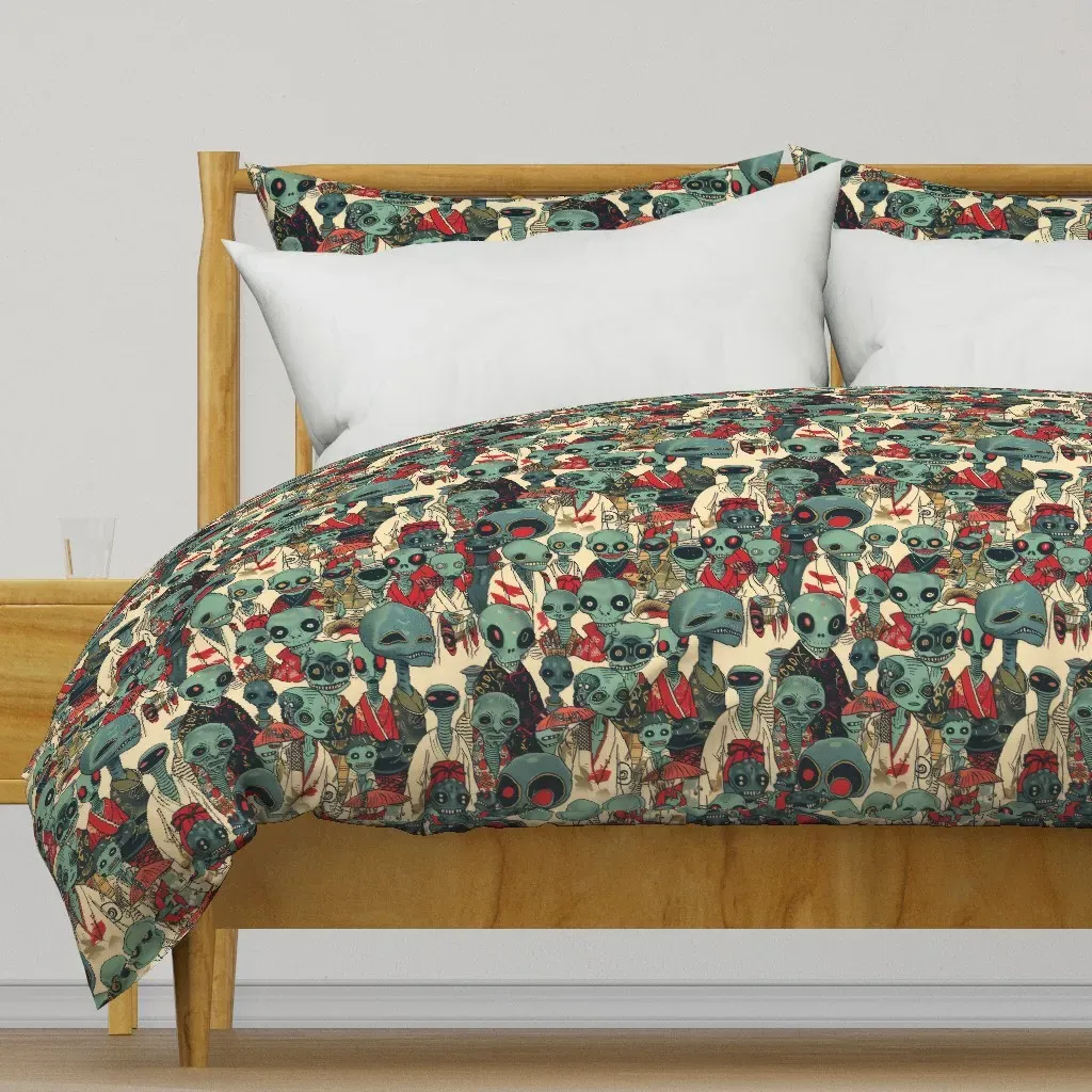 Alien Kimono Gathering Duvet Cover - Teal product