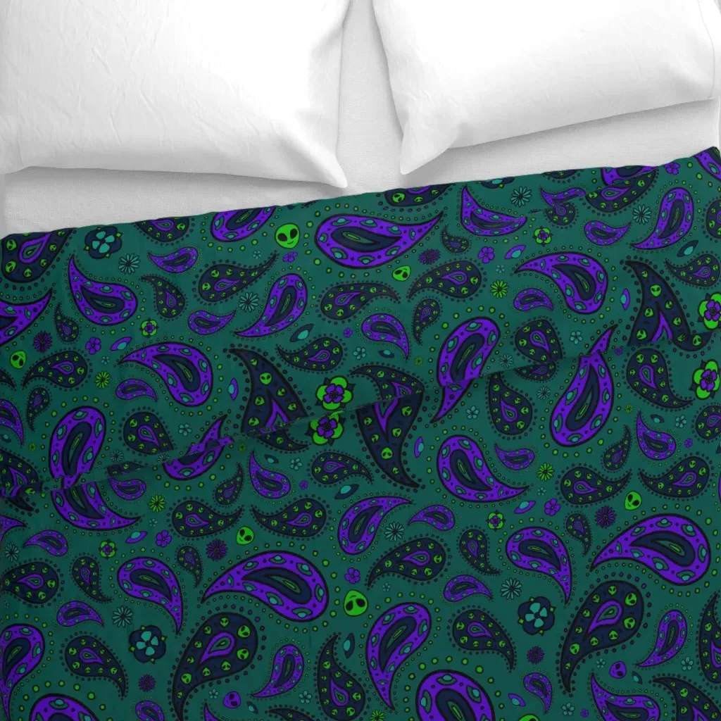 Alien Paisley Duvet Cover - Teal alternate view