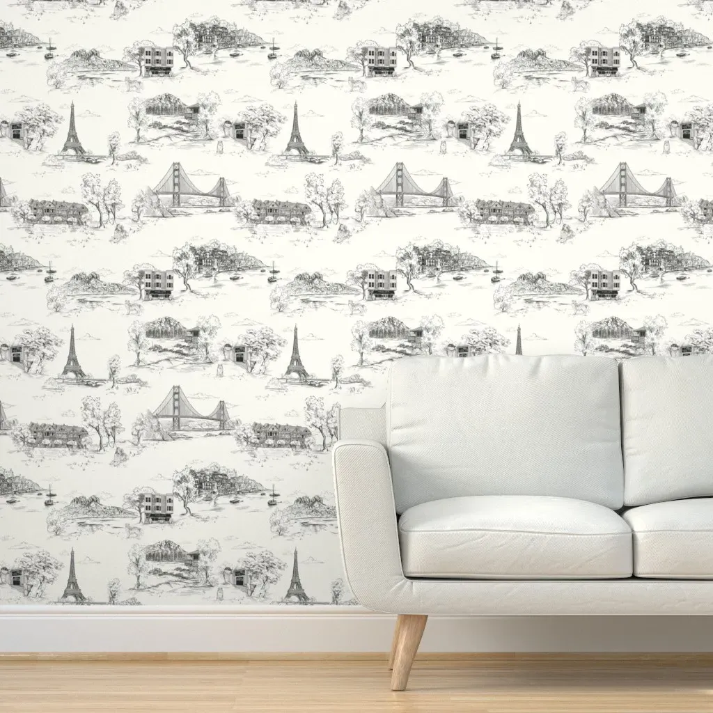 Ali's Custom Toile Peel and Stick Wallpaper - Black product