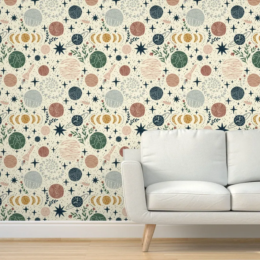 All Life Is Stardust Peel and Stick Wallpaper - Cream product