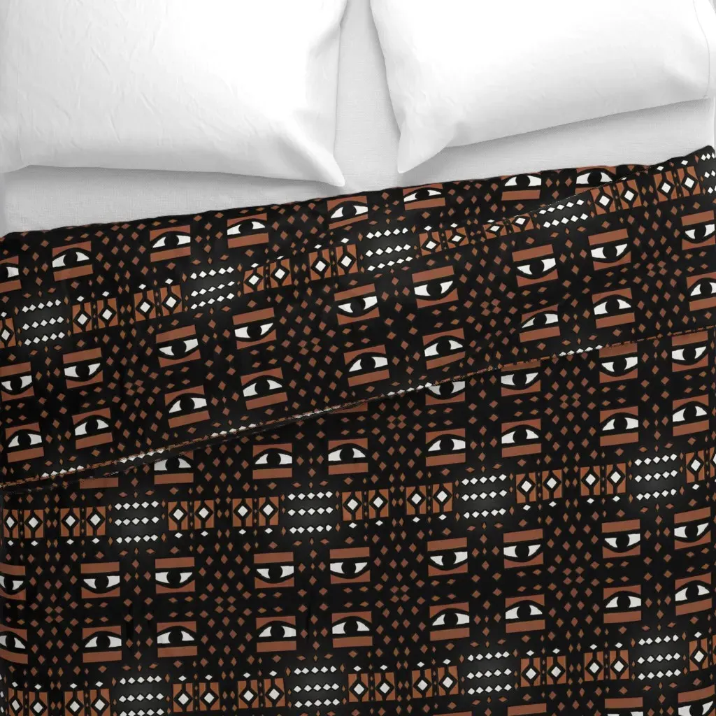 All Seeing Eye With Diamonds Duvet Cover - Terracotta alternate view