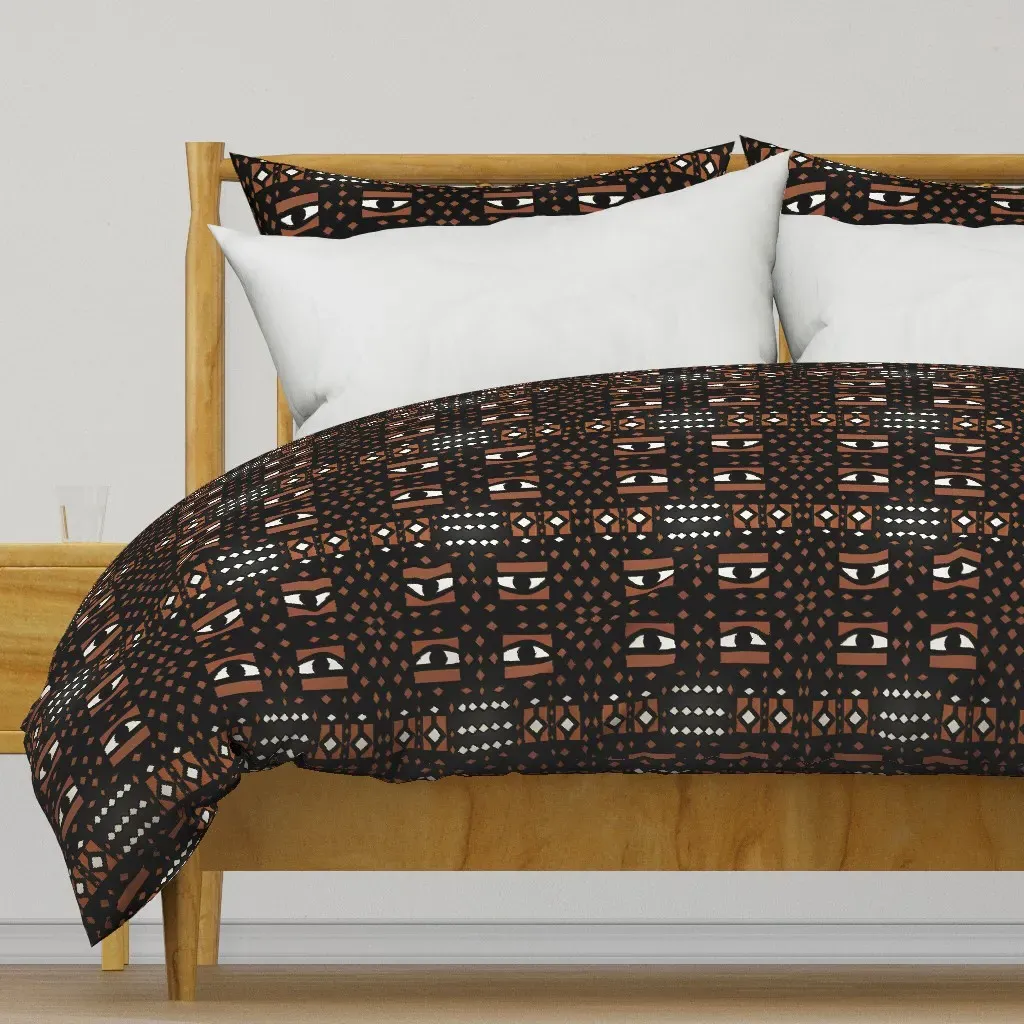 All Seeing Eye With Diamonds Duvet Cover - Terracotta product